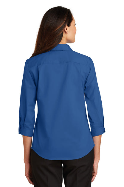 Custom Embroidered Port Authority Women's 3/4-Sleeve SuperPro Twill Shirt. L665,True Blue