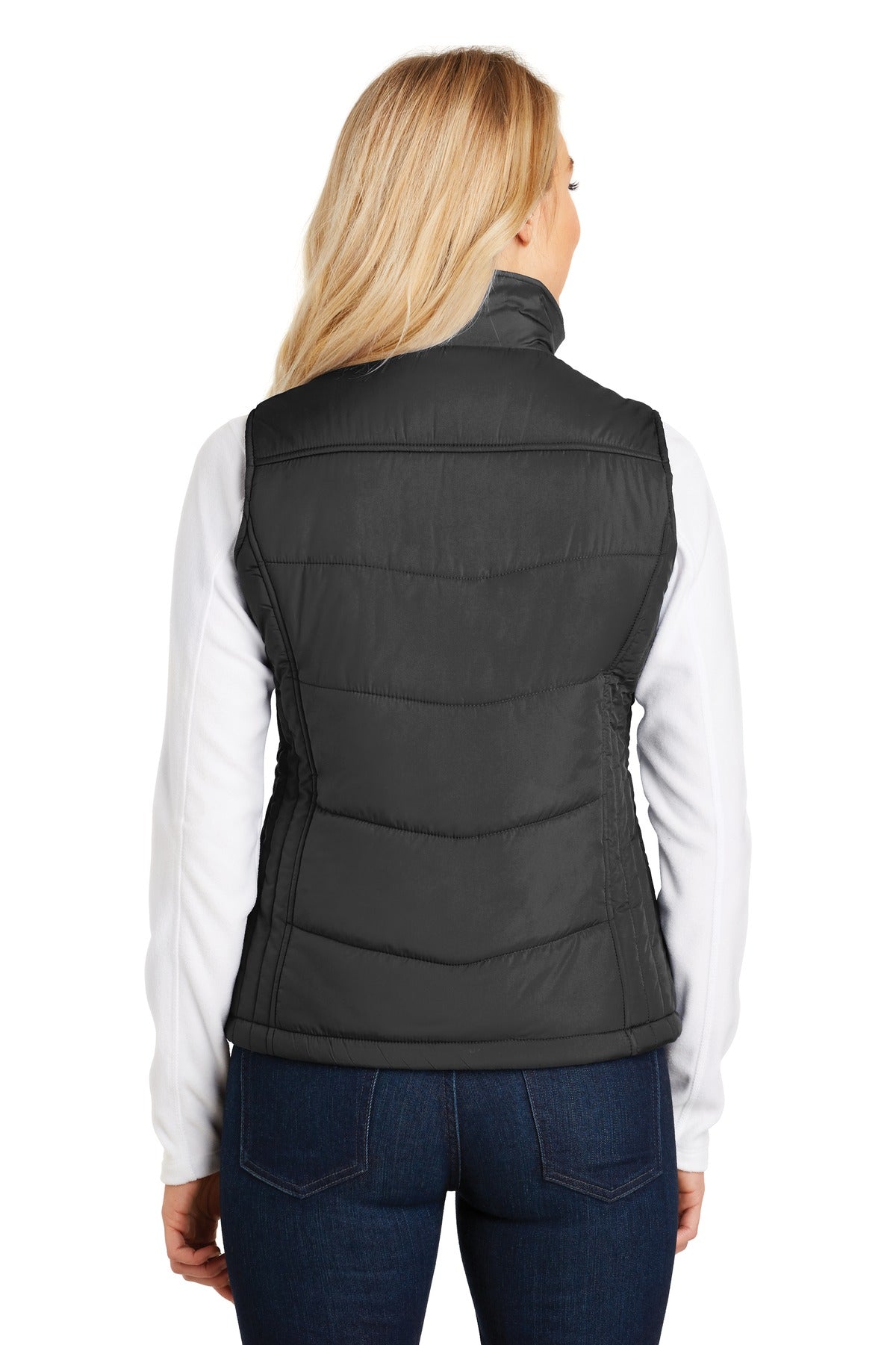 Custom Embroidered Port Authority Women's Puffy Vest. L709,Black/ Black