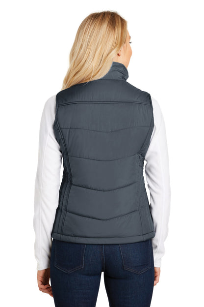 Custom Embroidered Port Authority Women's Puffy Vest. L709,Dark Slate/ Black