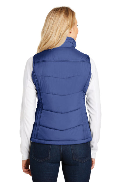 Custom Embroidered Port Authority Women's Puffy Vest. L709,Mediterranean Blue/ Black