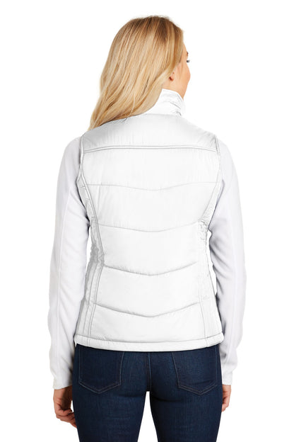 Custom Embroidered Port Authority Women's Puffy Vest. L709,White/ Dark Slate