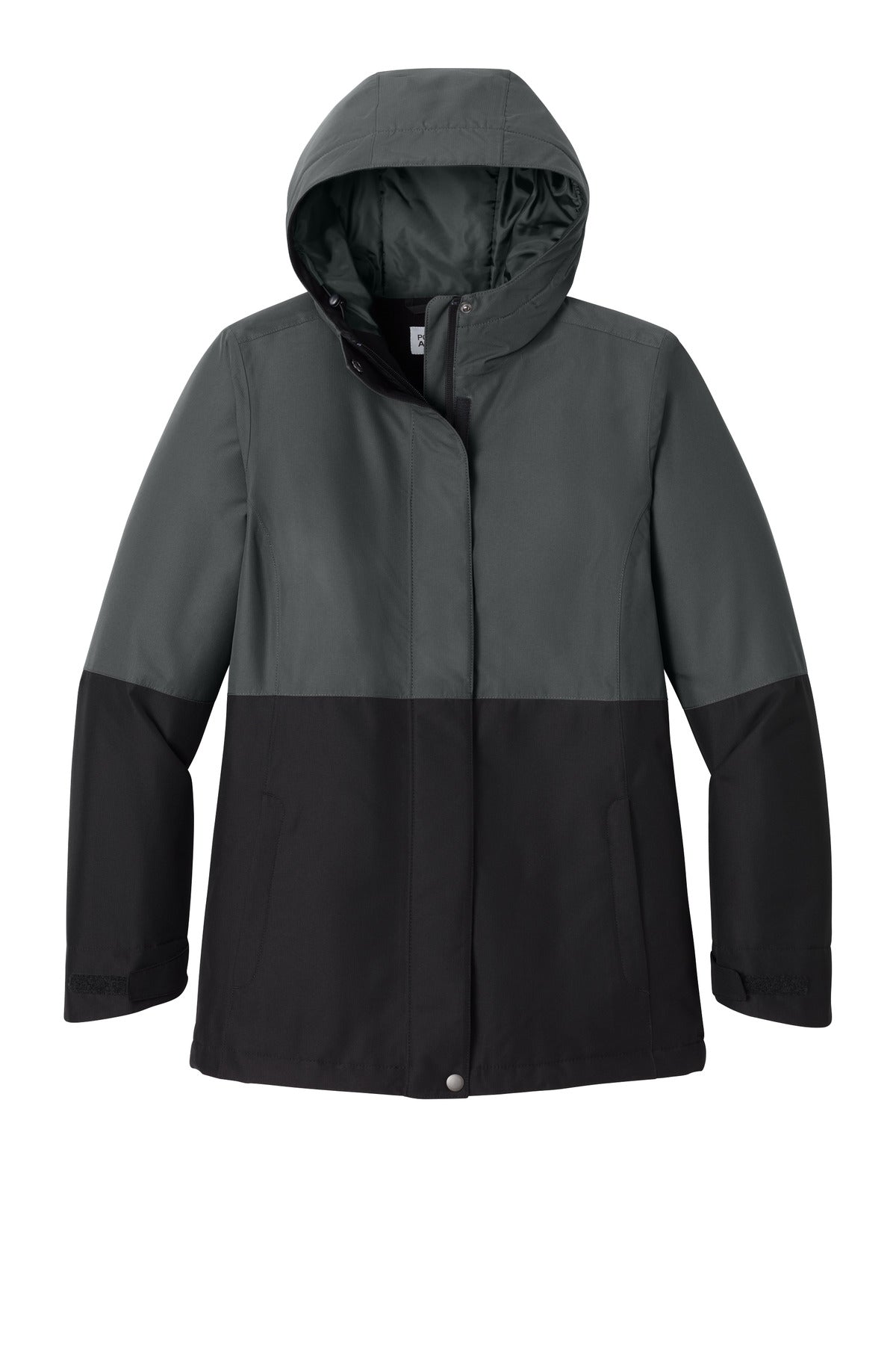 Custom Embroidered Port Authority Outerwear in Grey Steel/ Deep Black