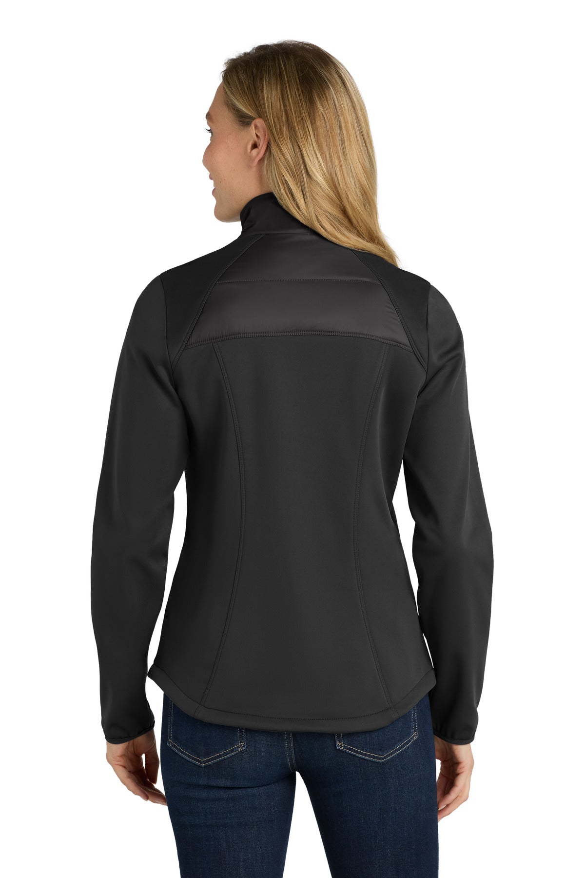 Custom Embroidered Port Authority Women's Hybrid Soft Shell Jacket. L787,Deep Black