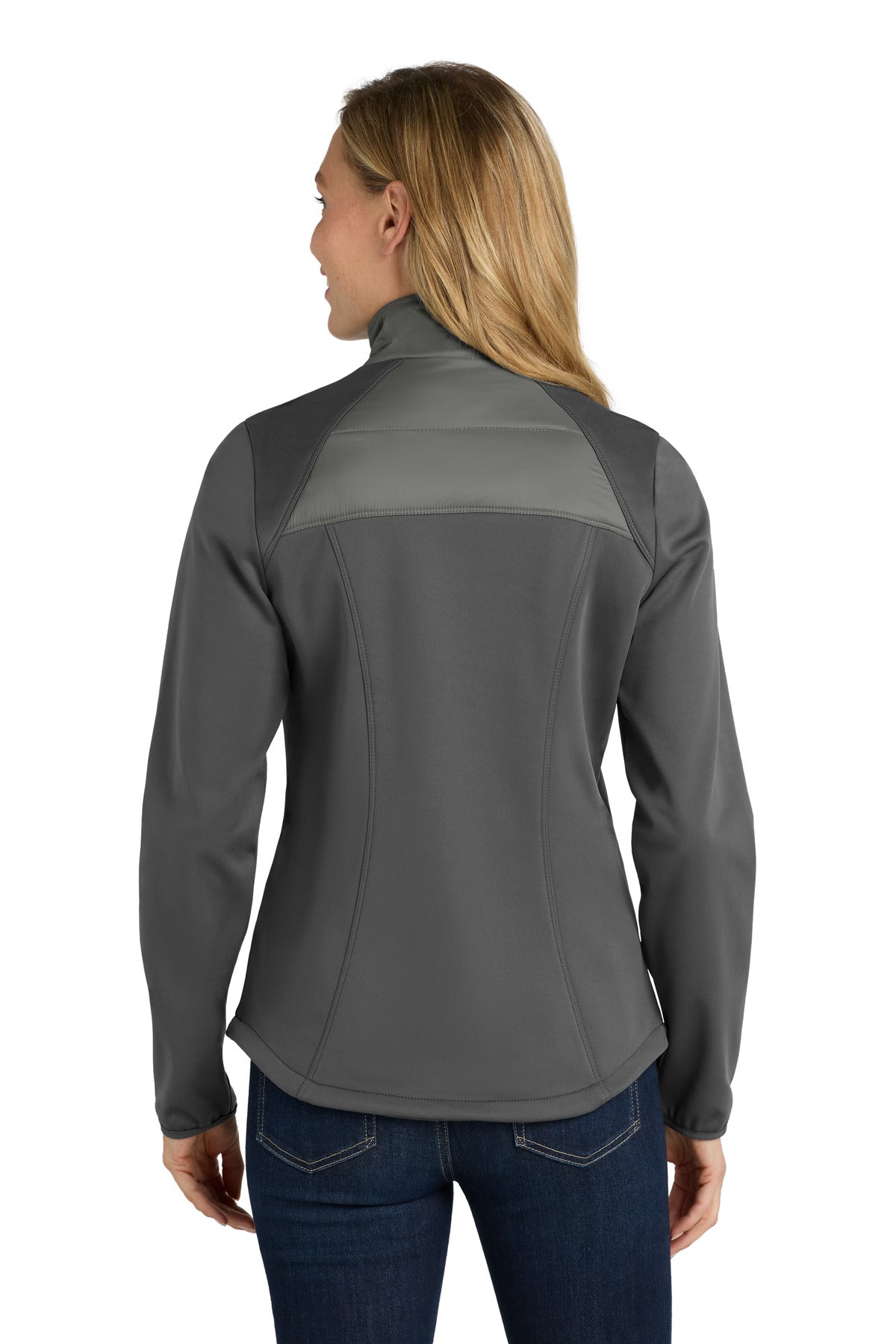 Custom Embroidered Port Authority Women's Hybrid Soft Shell Jacket. L787,Smoke Grey/ Grey Steel