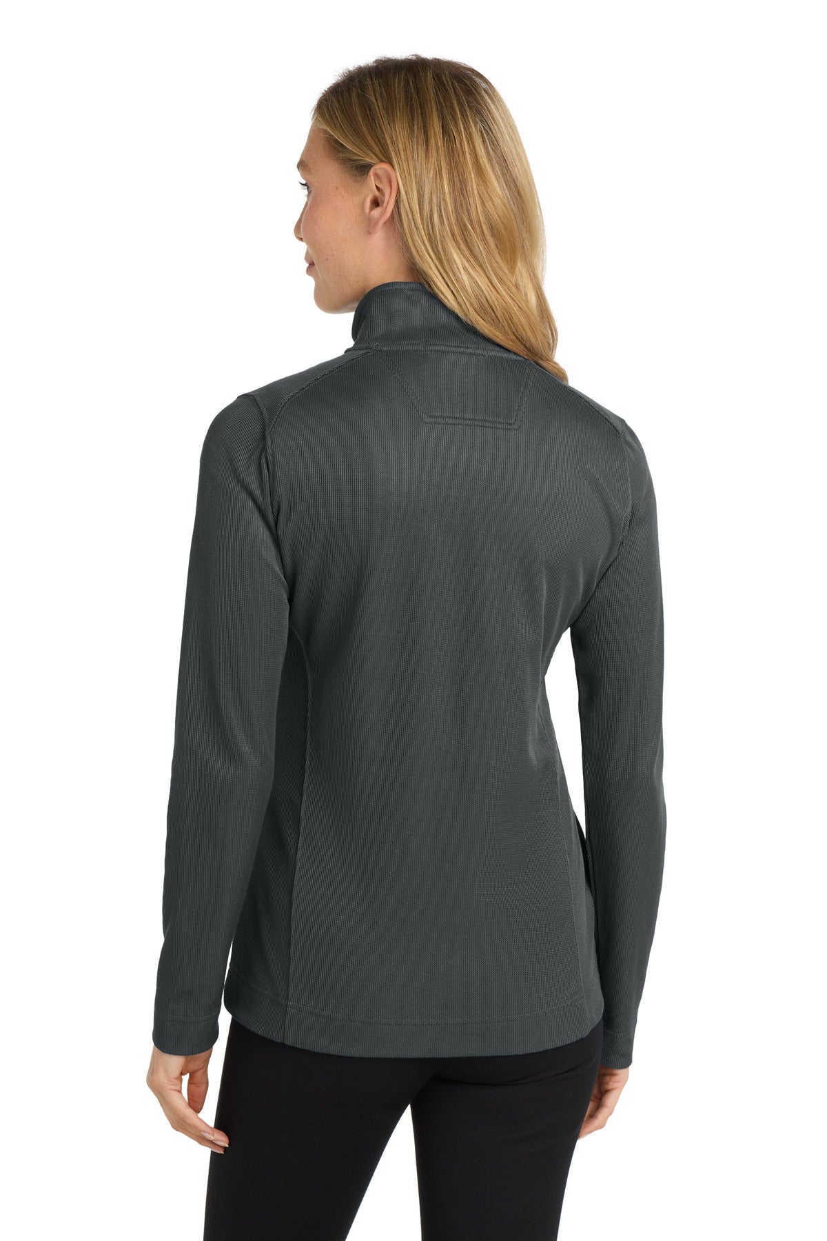 Custom Embroidered Port Authority Women's Vertical Texture Full-Zip Jacket. L805,Iron Grey/ Black