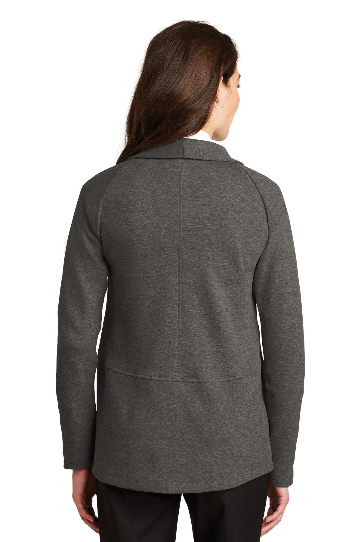 Custom Embroidered Port Authority Women's Interlock Cardigan. L807,Charcoal Heather/ Medium Heather Grey