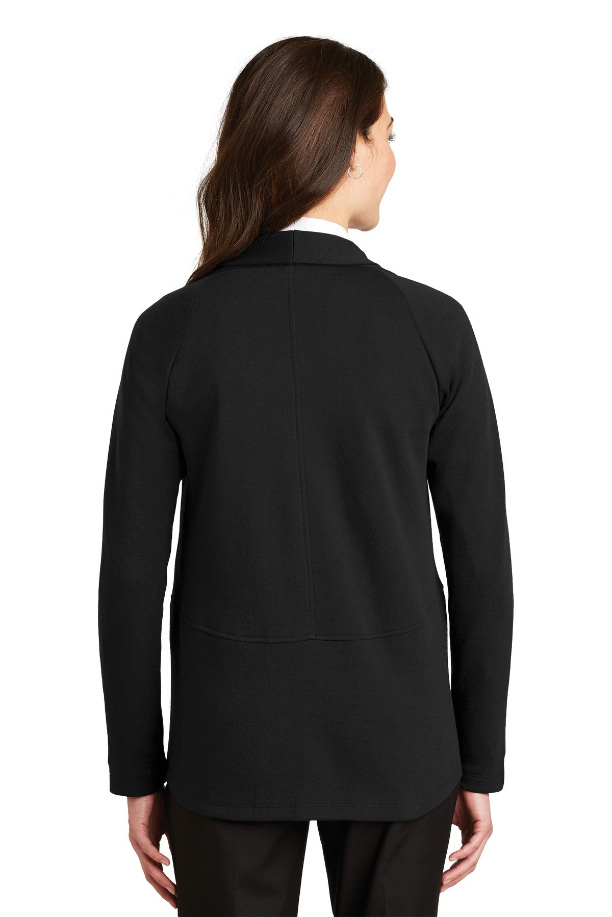 Custom Embroidered Port Authority Women's Interlock Cardigan. L807,Deep Black/ Charcoal Heather