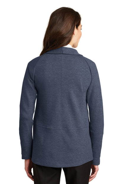 Custom Embroidered Port Authority Women's Interlock Cardigan. L807,Estate Blue Heather/ Charcoal Heather