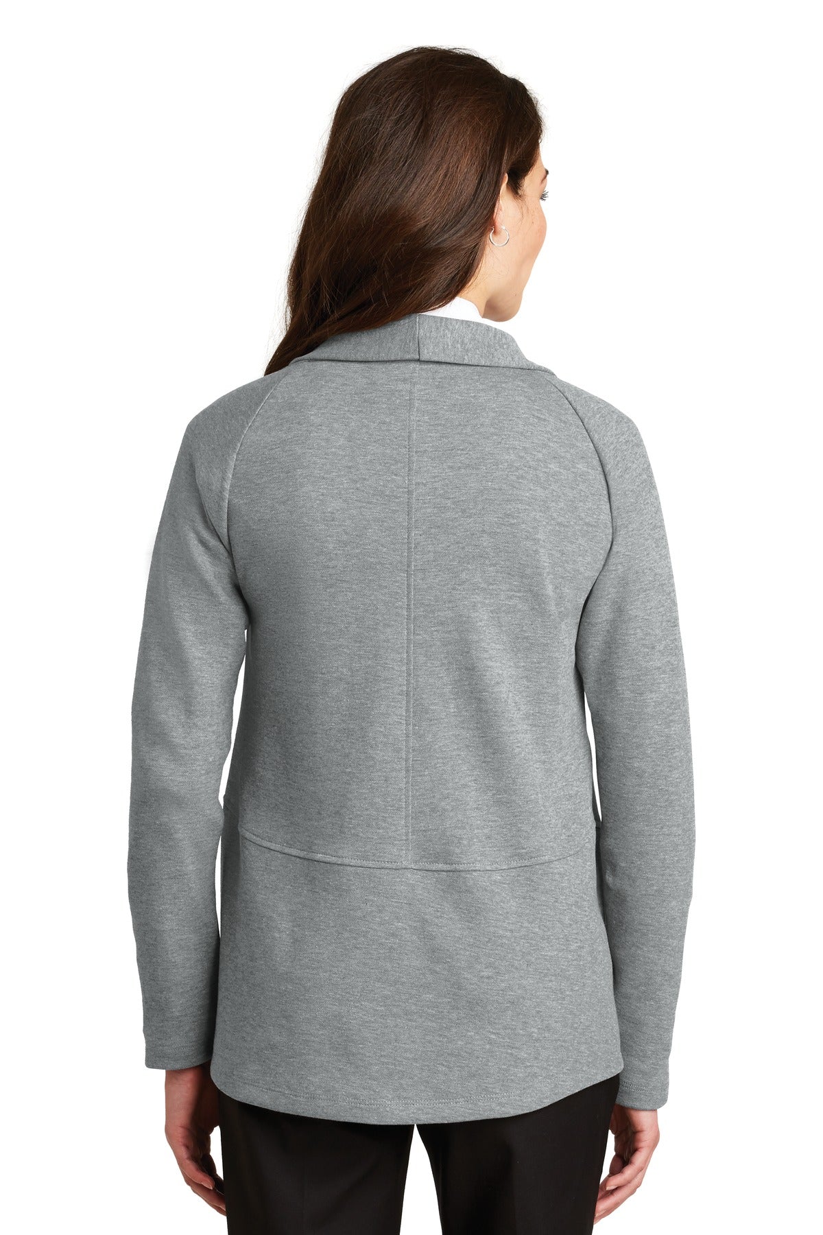 Custom Embroidered Port Authority Women's Interlock Cardigan. L807,Medium Heather Grey/ Charcoal Heather