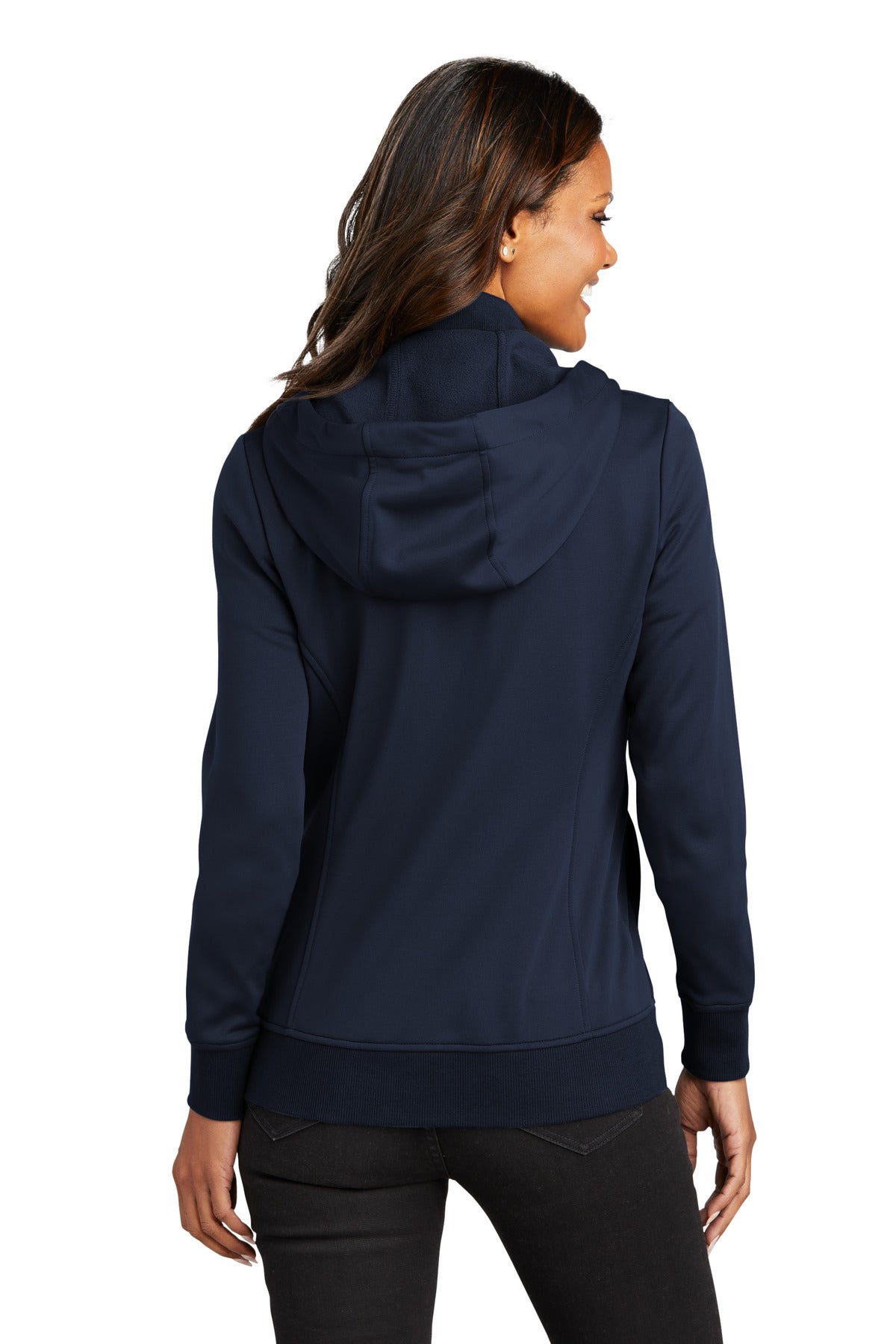 Custom Embroidered Port Authority Women's Smooth Fleece Hooded Jacket L814,River Blue Navy