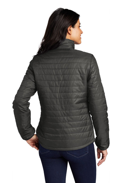 Custom Embroidered Port Authority Women's Packable Puffy Jacket L850,Sterling Grey/ Graphite