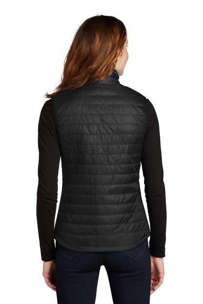 Custom Embroidered Port Authority  Women's Packable Puffy Vest L851,Deep Black