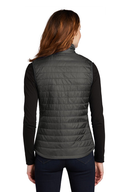 Custom Embroidered Port Authority  Women's Packable Puffy Vest L851,Sterling Grey/ Graphite