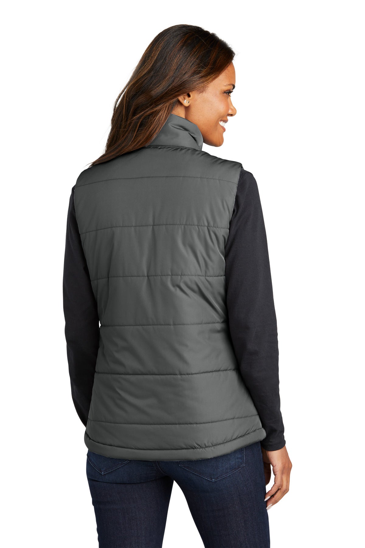 Custom Embroidered Port Authority Women's Puffer Vest L853,Shadow Grey