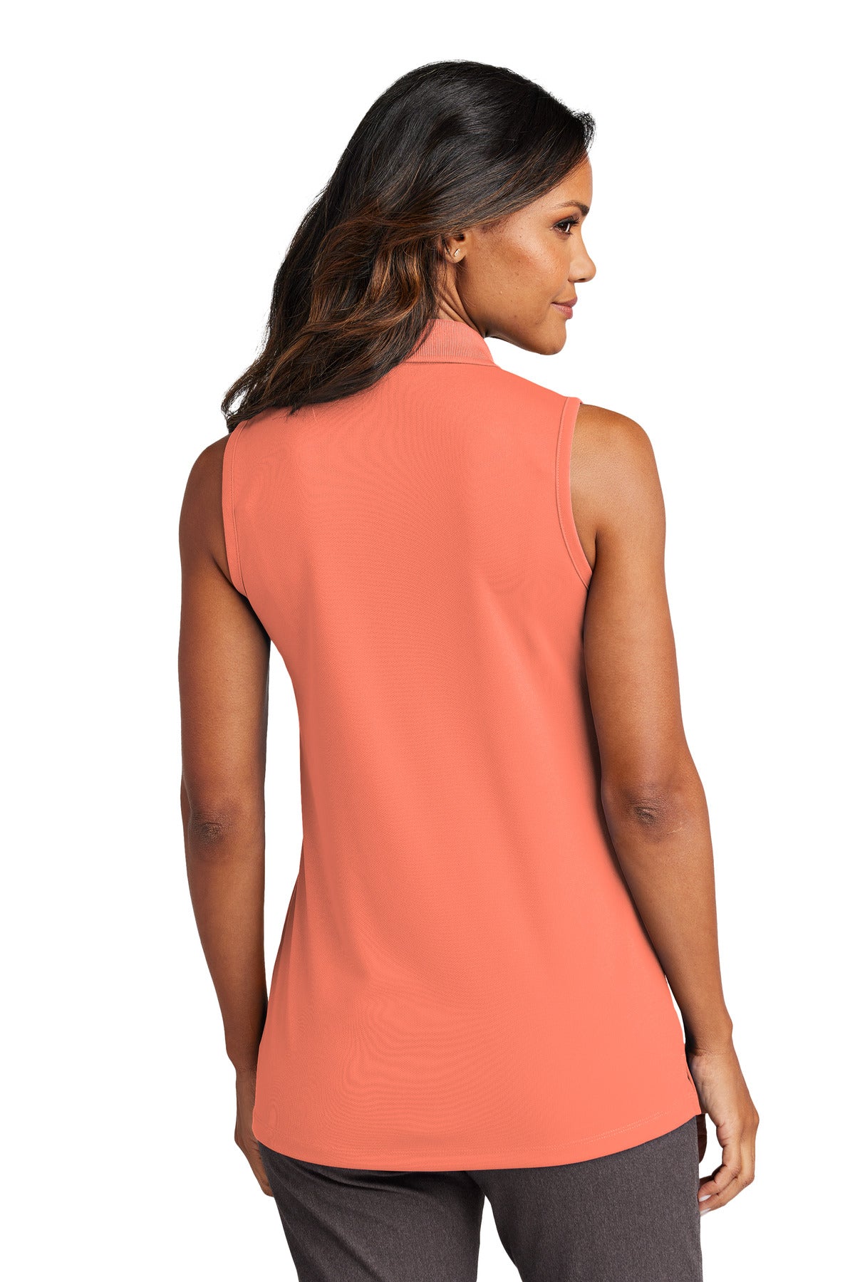 Custom Embroidered Port Authority Women's Dry Zone UV Micro-Mesh Sleeveless Polo LK110SV,Coral Splash