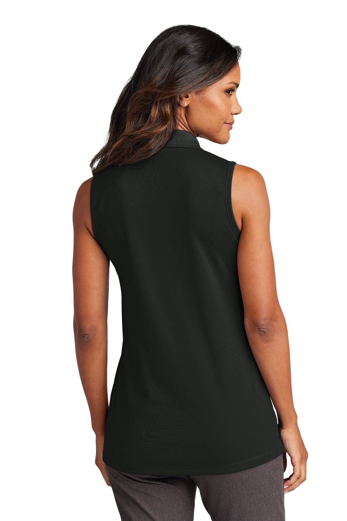 Custom Embroidered Port Authority Women's Dry Zone UV Micro-Mesh Sleeveless Polo LK110SV,Deep Black
