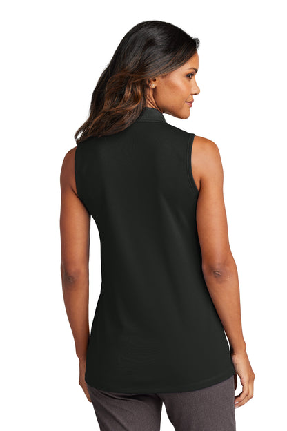 Custom Embroidered Port Authority Women's Dry Zone UV Micro-Mesh Sleeveless Polo LK110SV,Deep Black