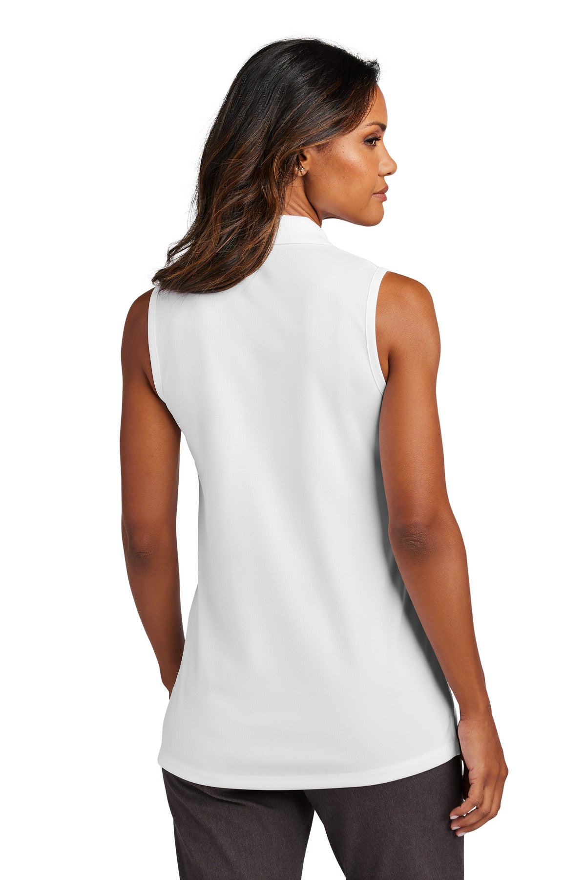 Custom Embroidered Port Authority Women's Dry Zone UV Micro-Mesh Sleeveless Polo LK110SV,White