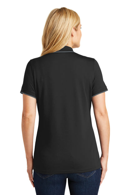 Custom Embroidered Port Authority Women's Dry Zone UV Micro-Mesh Tipped Polo. LK111,Deep Black/ Graphite