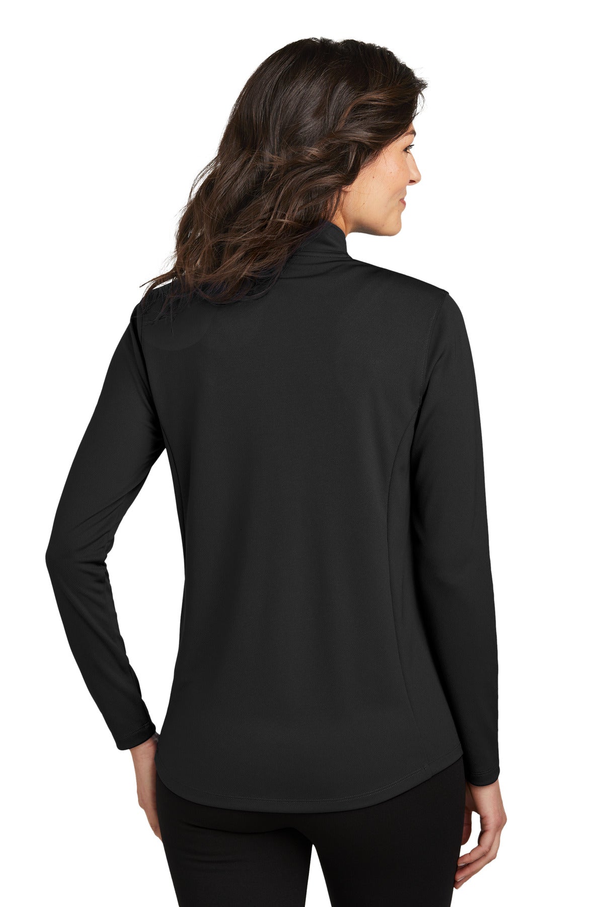 Custom Embroidered Port Authority Women's Dry Zone UV Micro-Mesh 1/4-Zip LK112,Deep Black