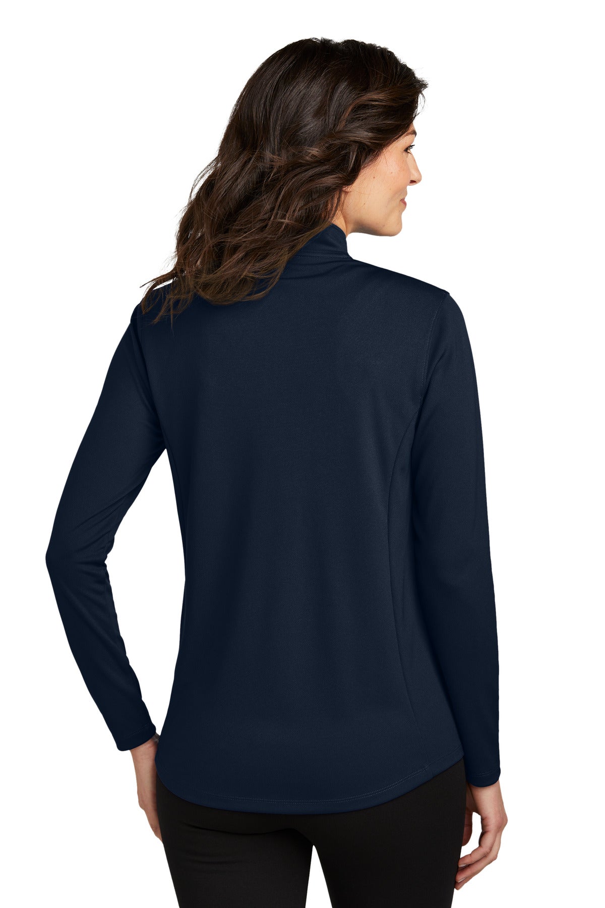 Custom Embroidered Port Authority Women's Dry Zone UV Micro-Mesh 1/4-Zip LK112,River Blue Navy