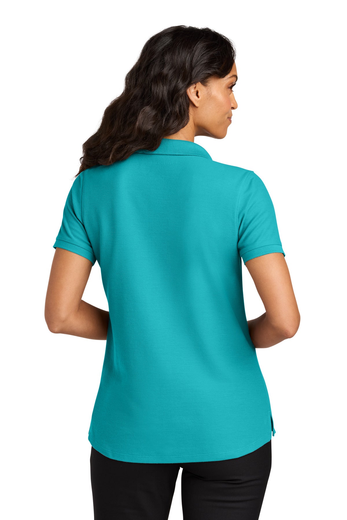 Custom Embroidered Port Authority Polos in Aquamarine