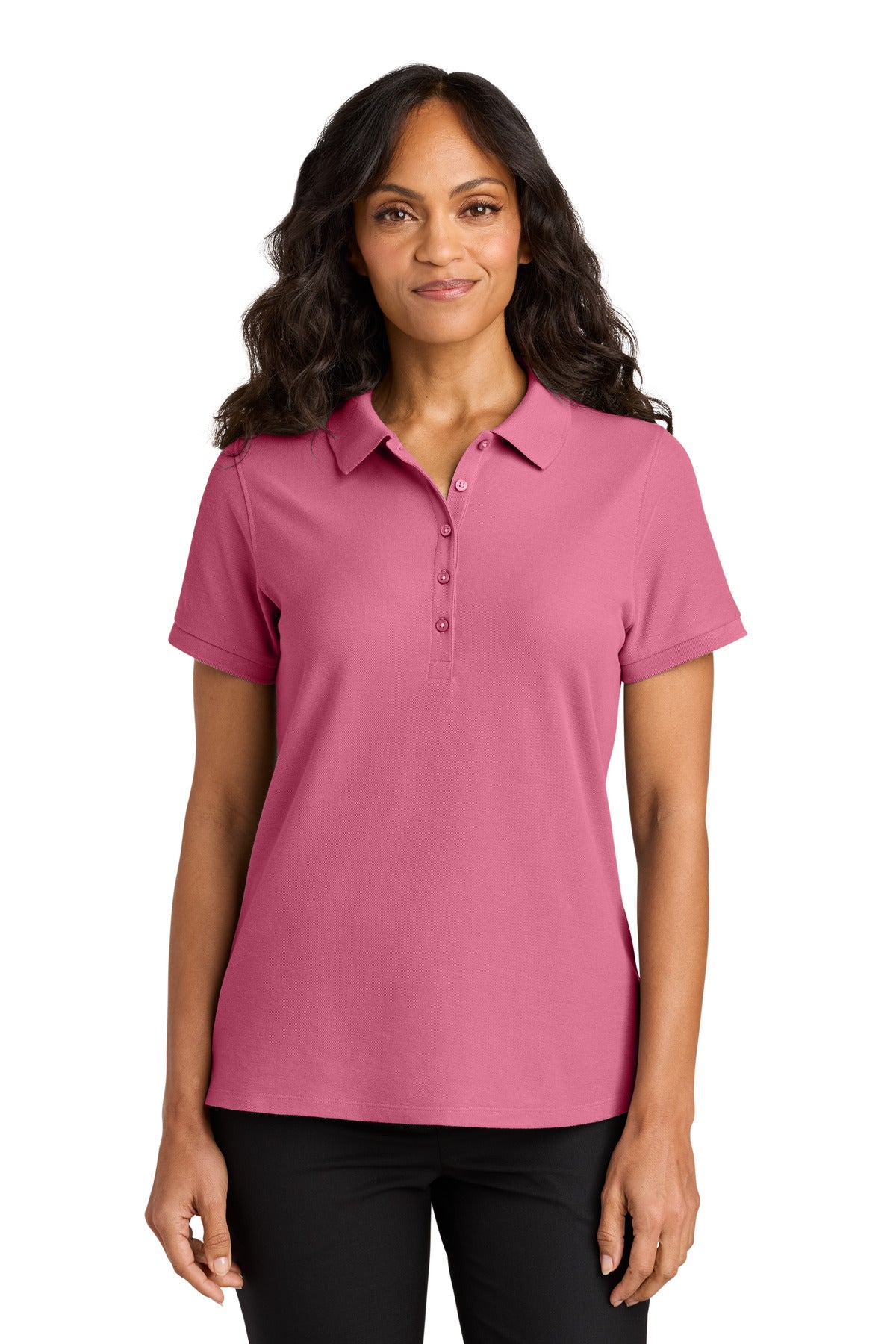 Custom Embroidered Port Authority Polos in Awareness Pink