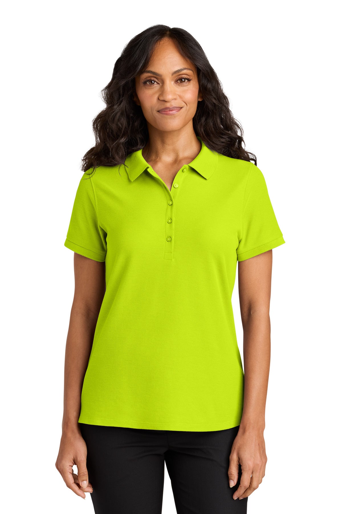 Custom Embroidered Port Authority Polos in Neon Yellow