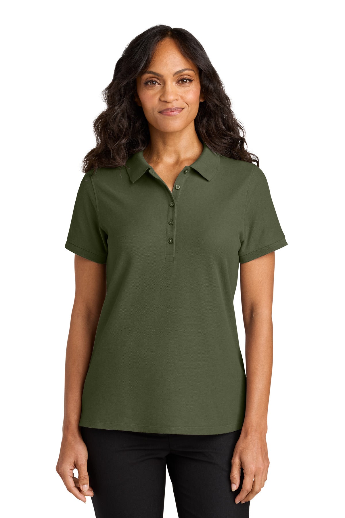 Custom Embroidered Port Authority Polos in Olive Drab Green
