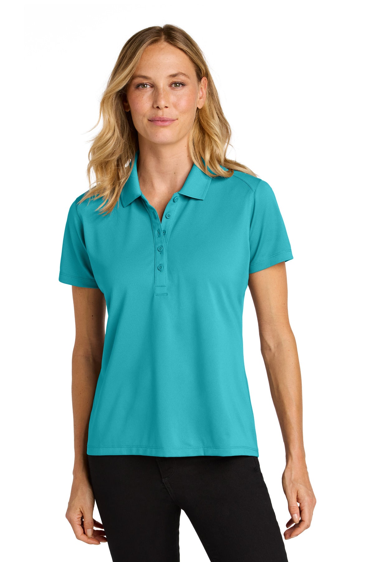 Custom Embroidered Port Authority Polos/Knits in Aquamarine