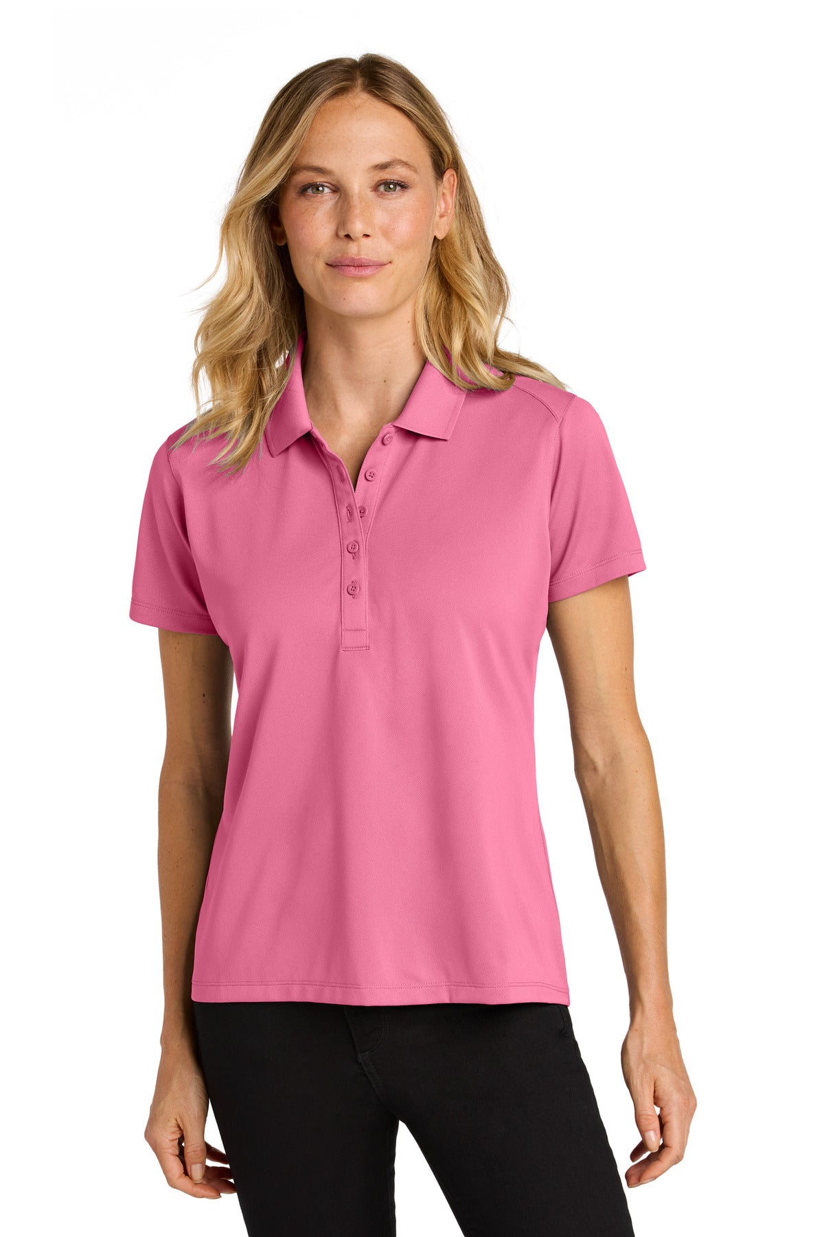 Custom Embroidered Port Authority Polos/Knits in Awareness Pink