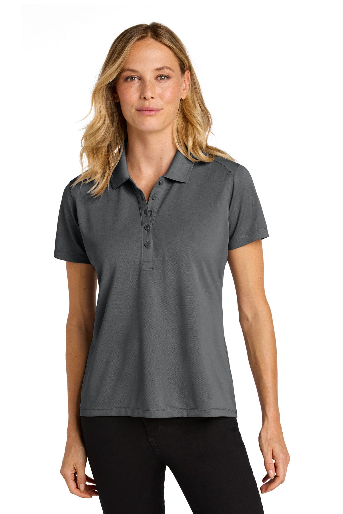 Custom Embroidered Port Authority Polos/Knits in Storm Grey