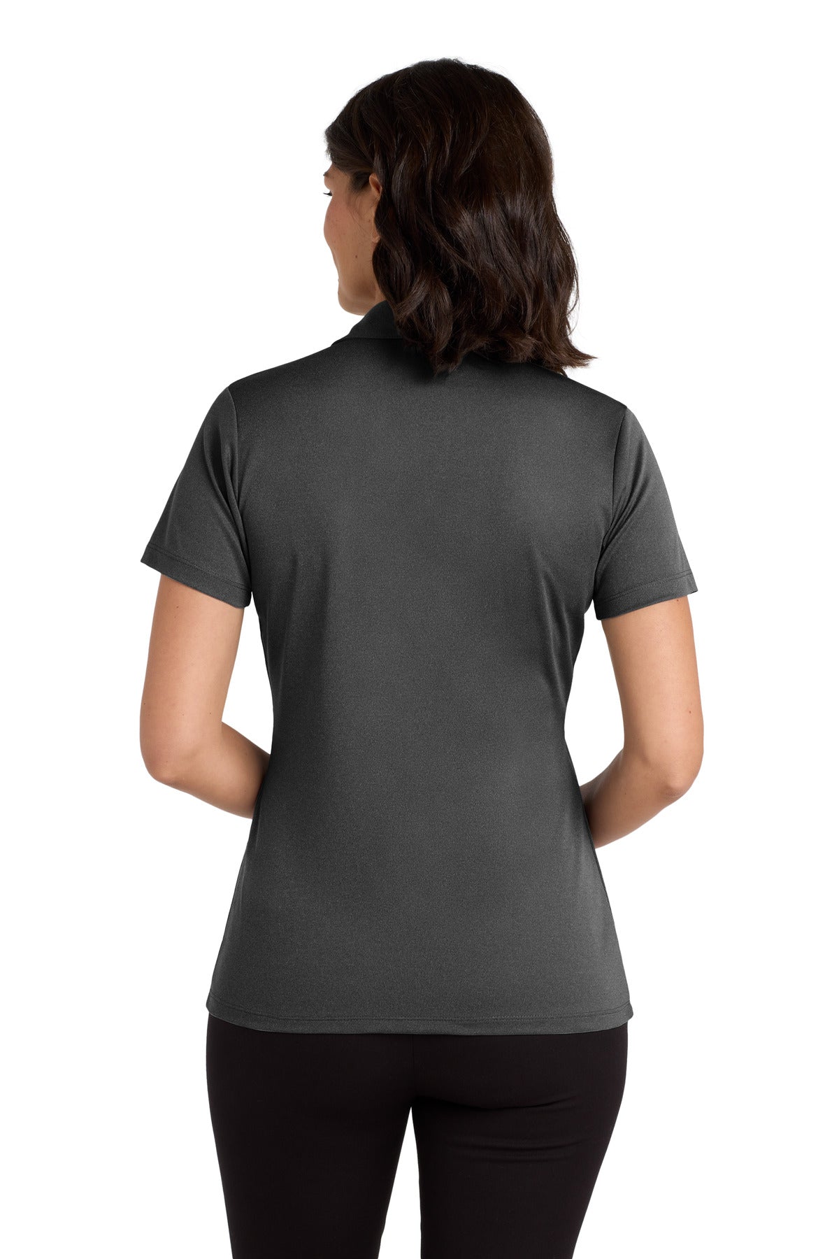 Custom Embroidered Port Authority  Women's Heathered Silk Touch  Performance Polo. LK542,Black Heather