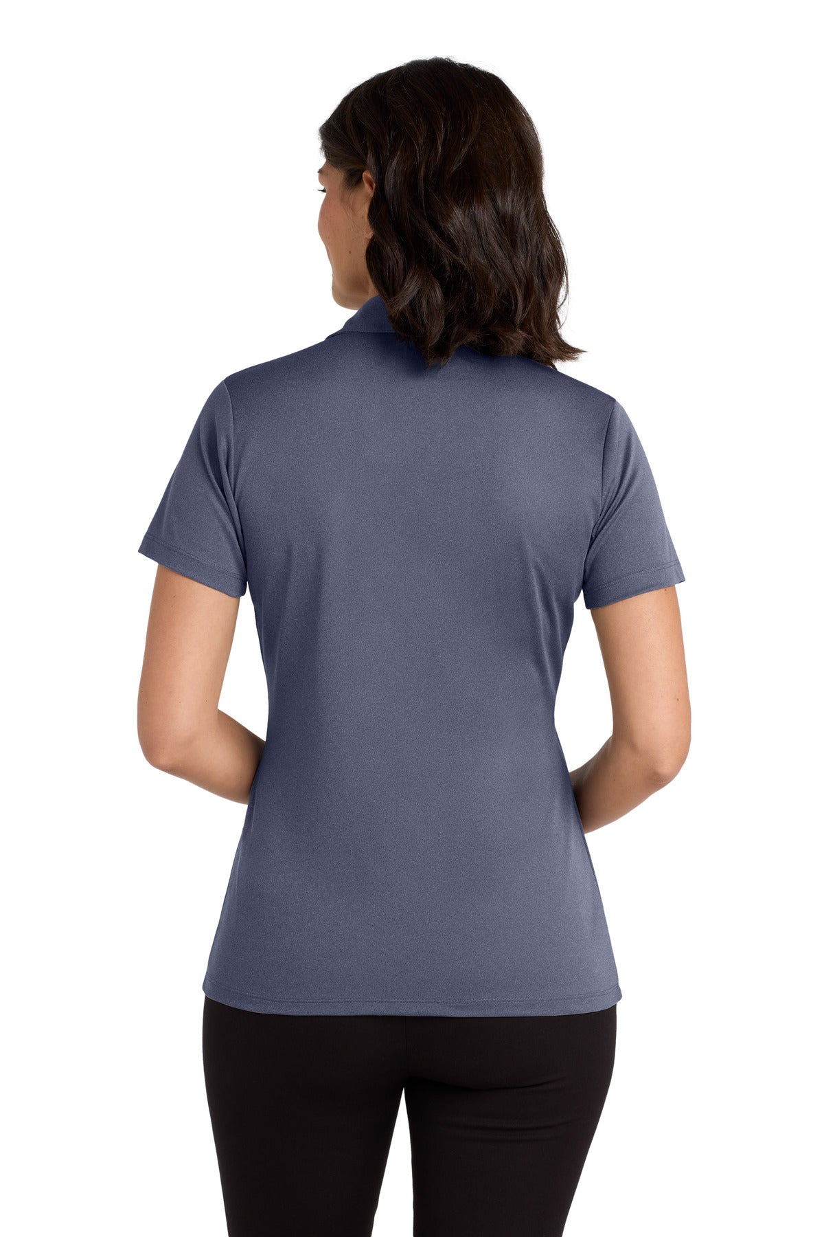 Custom Embroidered Port Authority  Women's Heathered Silk Touch  Performance Polo. LK542,Navy Heather