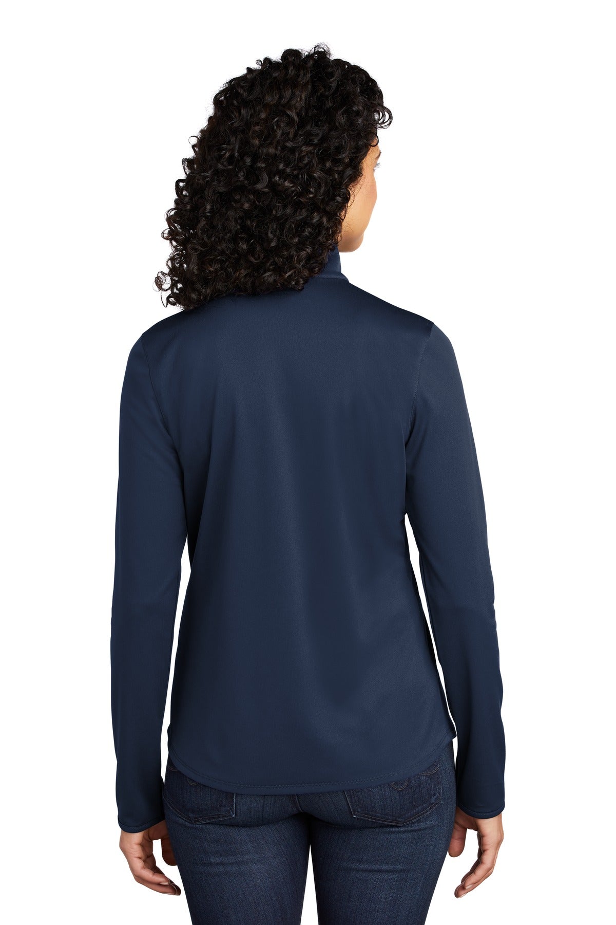 Custom Embroidered Port Authority  Women's Silk Touch  Performance 1/4-Zip LK584,Navy/ Steel Grey