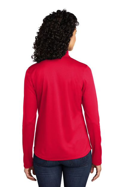 Custom Embroidered Port Authority  Women's Silk Touch  Performance 1/4-Zip LK584,Red/ Black