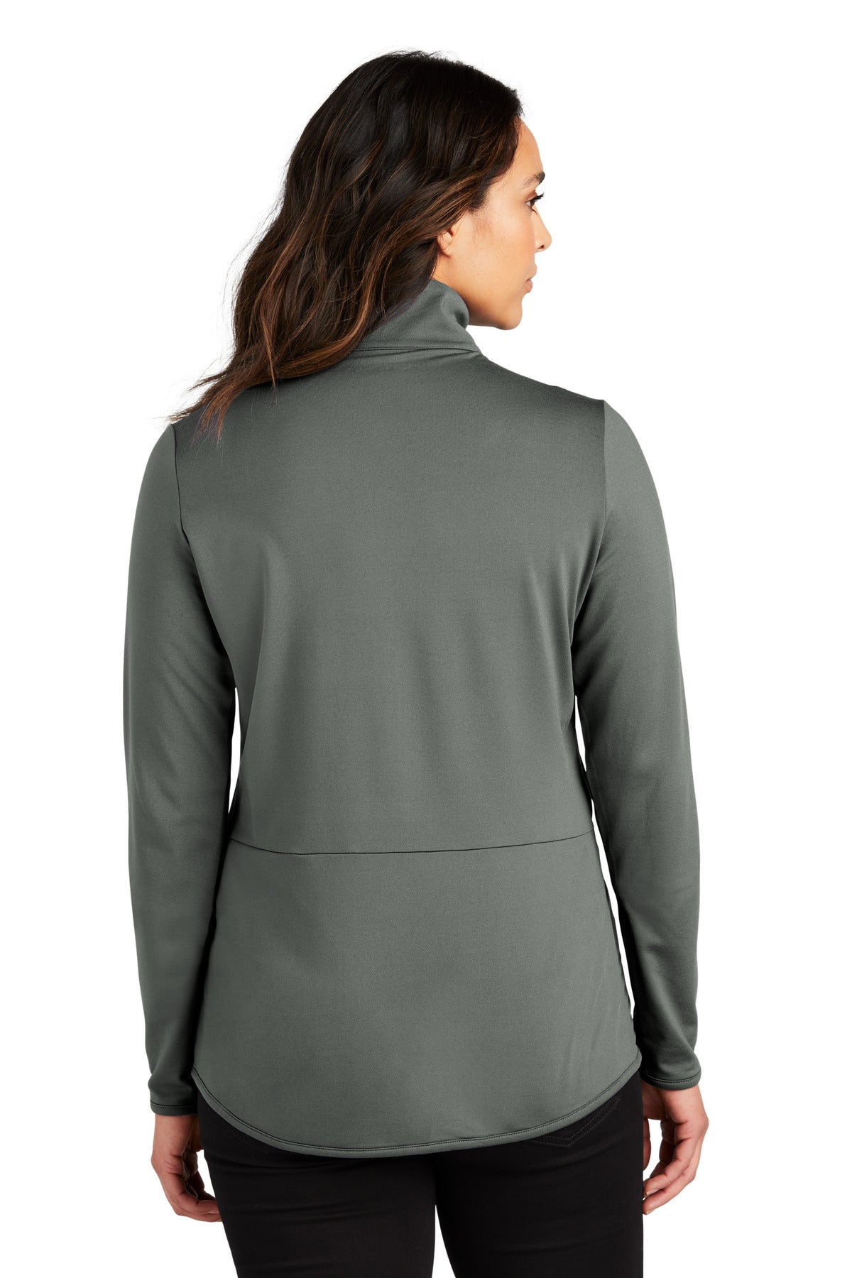 Custom Embroidered Port Authority Women's Accord Stretch Fleece Full-Zip LK595,Pewter