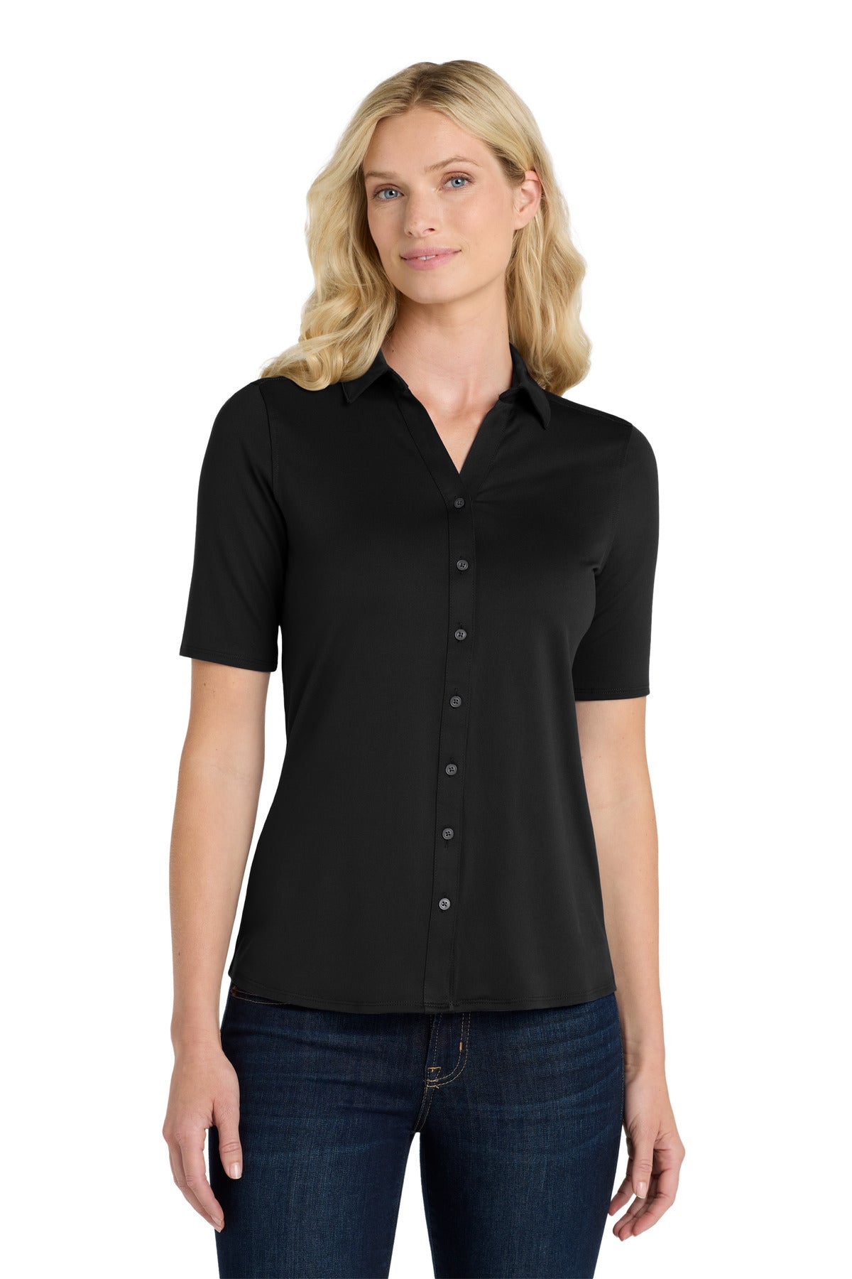 Custom Embroidered Port Authority Polos/Knits in Black