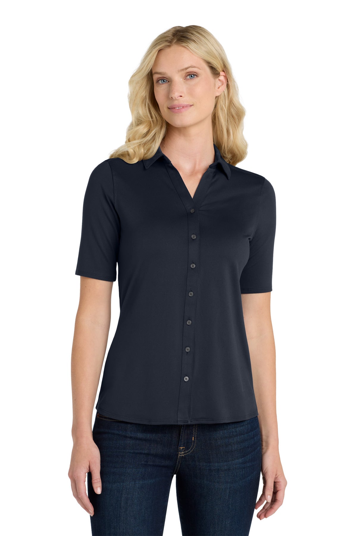 Custom Embroidered Port Authority Polos/Knits in River Blue Navy