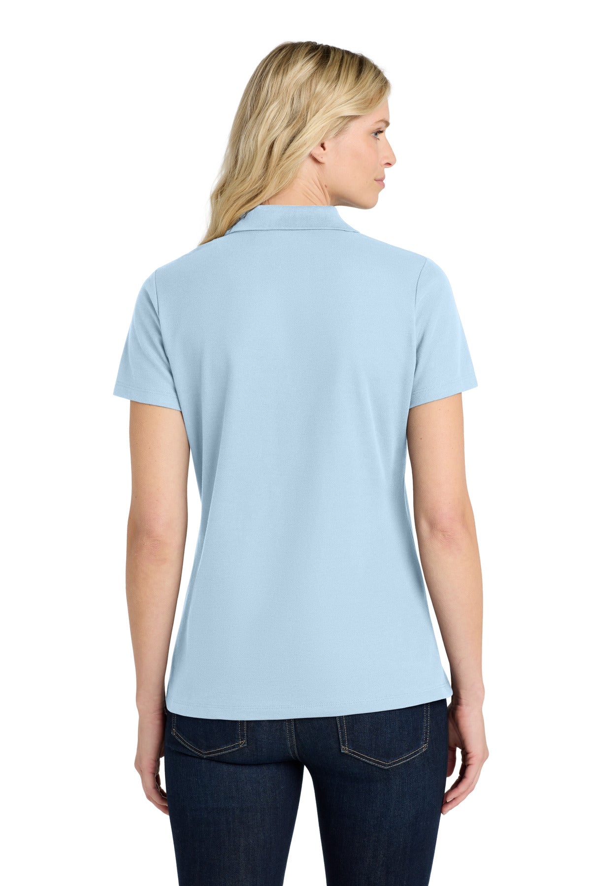 Custom Embroidered Port Authority Polos in Cloud Blue