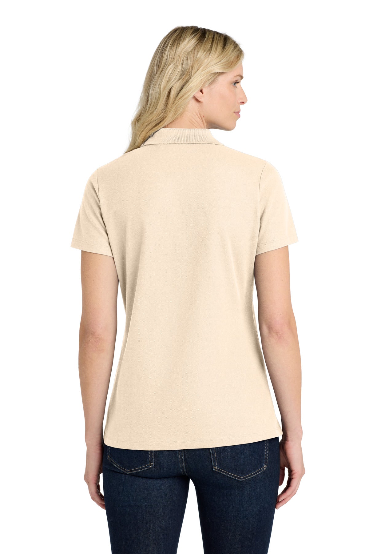Custom Embroidered Port Authority Polos in Ecru