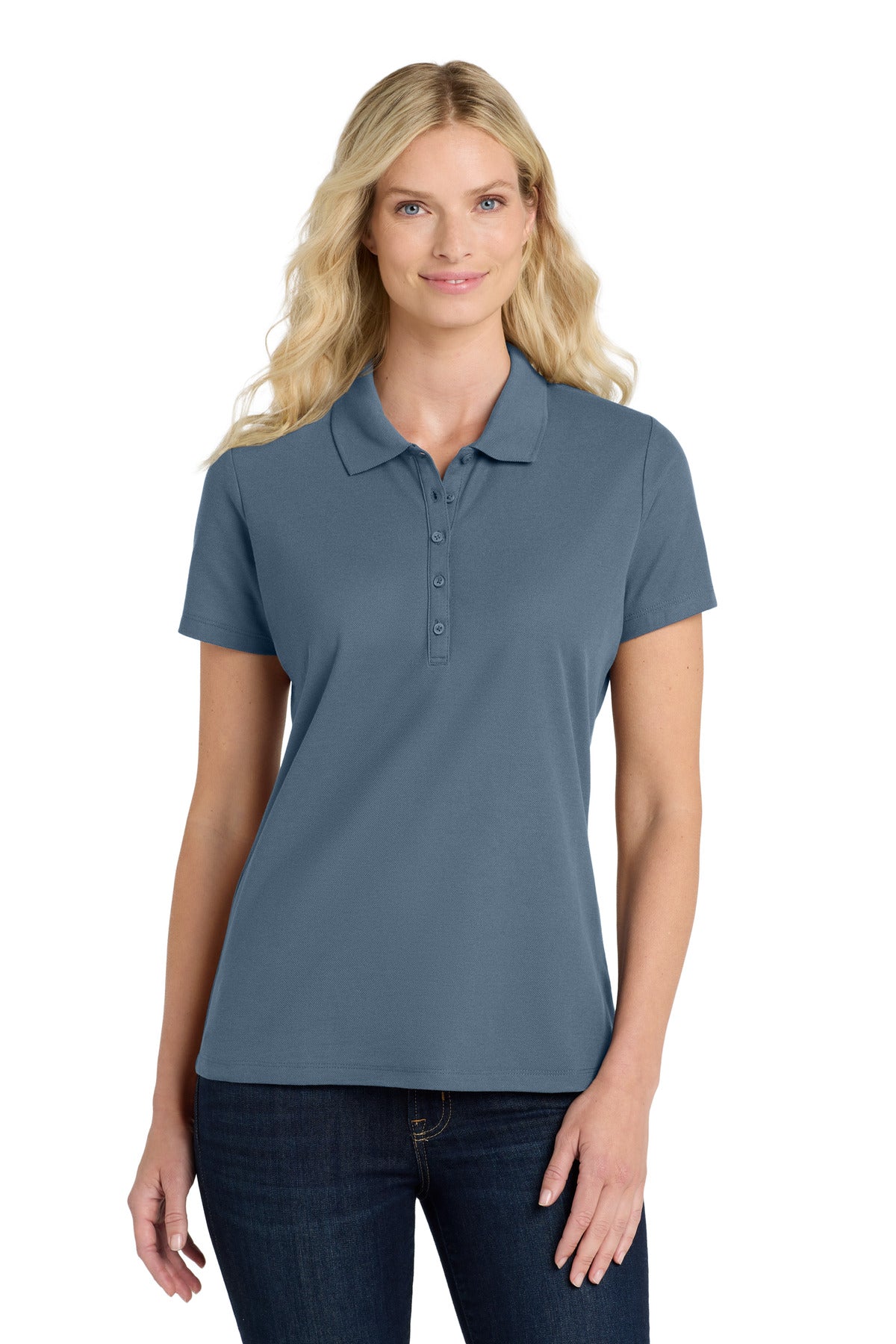 Custom Embroidered Port Authority Polos in Regatta Blue