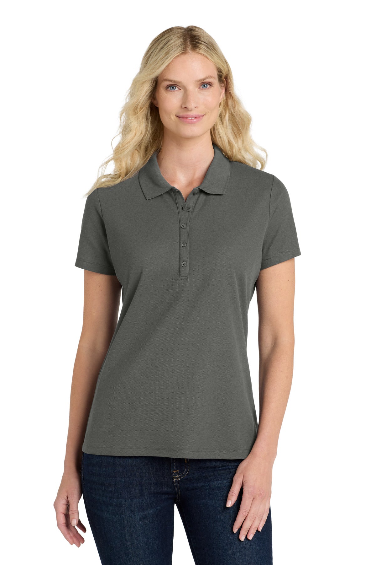 Custom Embroidered Port Authority Polos in Storm Grey