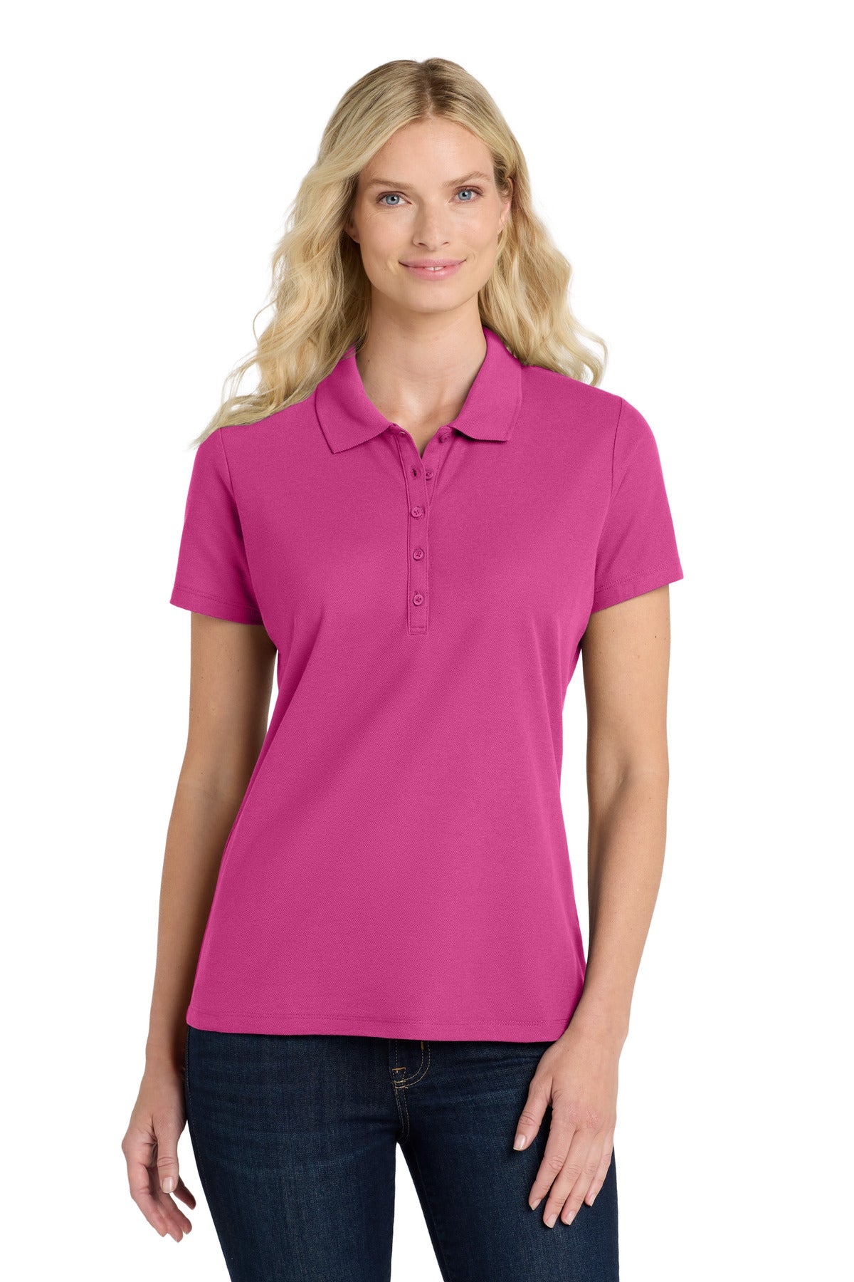 Custom Embroidered Port Authority Polos in Wild Berry