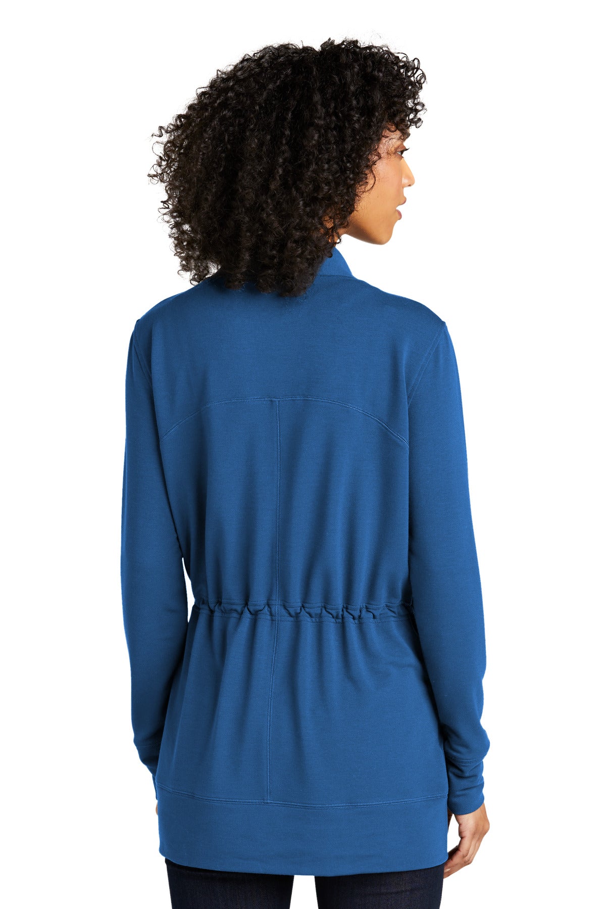 Custom Embroidered Port Authority Women's Microterry Cardigan LK825,Aegean Blue