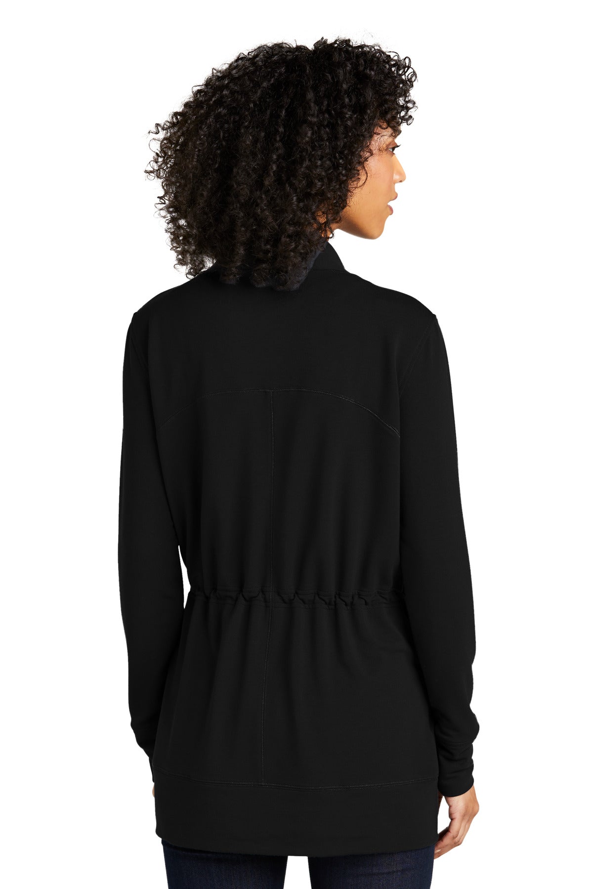 Custom Embroidered Port Authority Women's Microterry Cardigan LK825,Deep Black