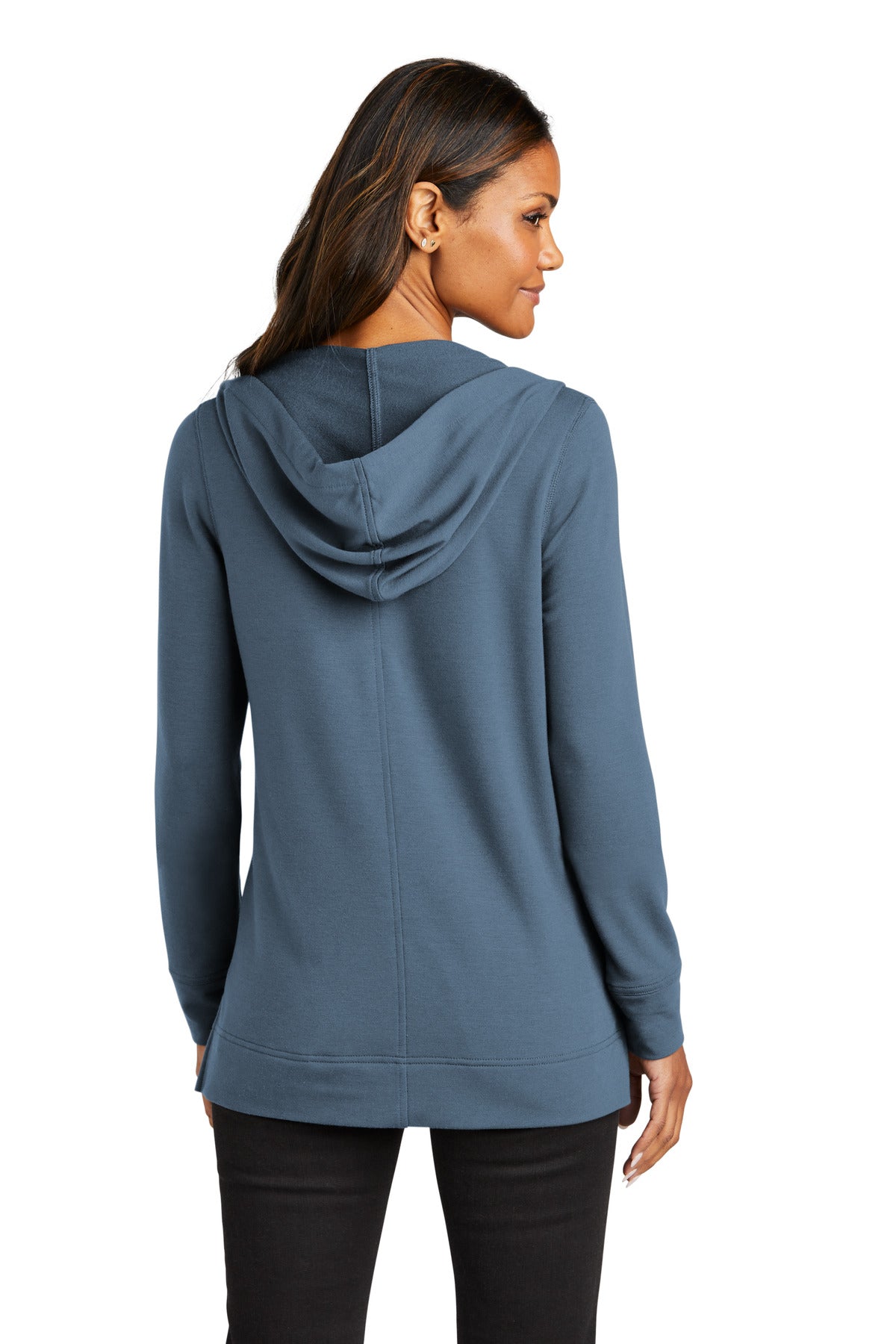 Custom Embroidered Port Authority Women's Microterry Pullover Hoodie LK826,Dusk Blue