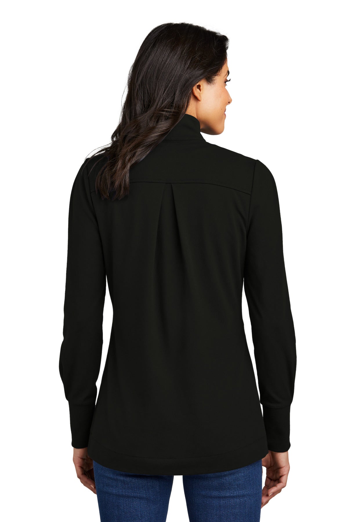 Custom Embroidered Port Authority Women's Fairway Stretch 1/4-Zip LK829,Deep Black