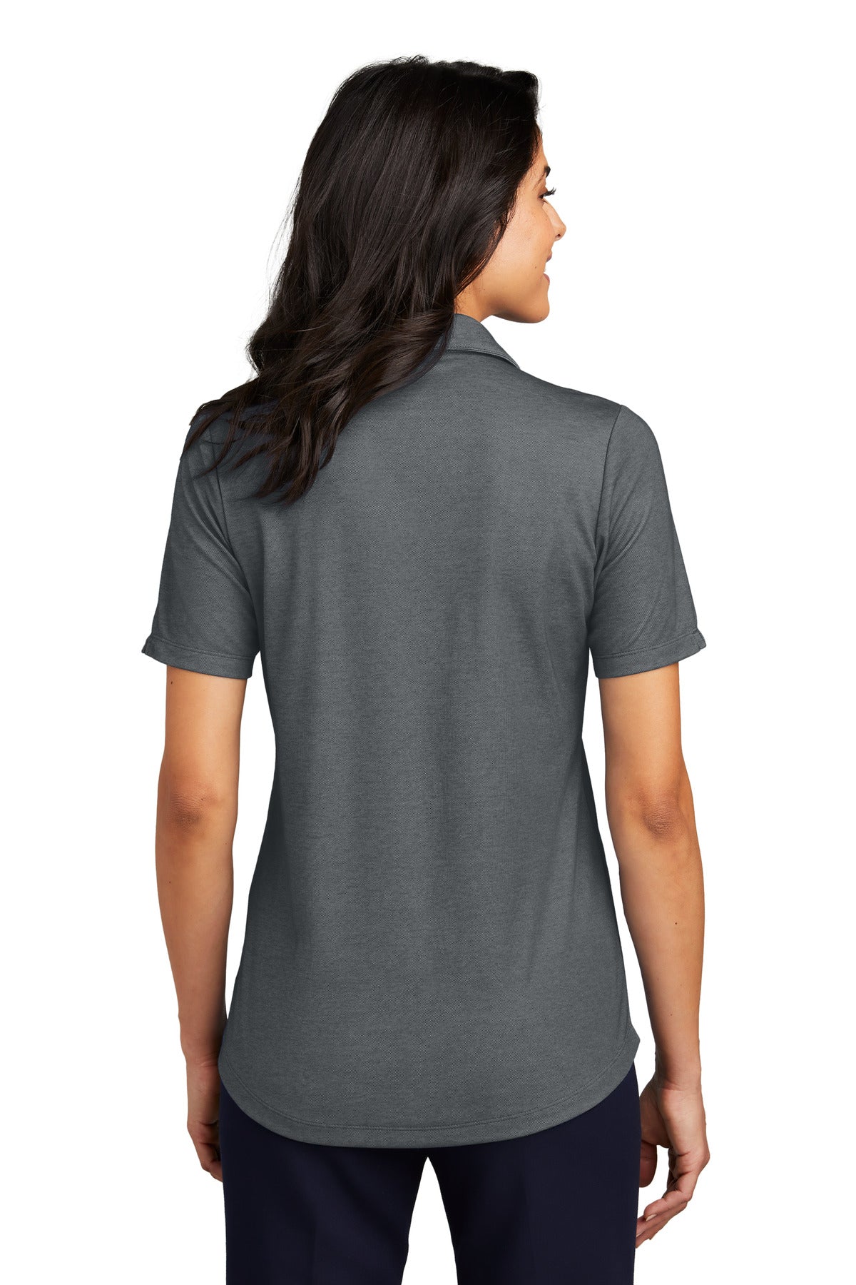 Custom Embroidered Port Authority Women's Fine Pique Blend Polo LK830,Charcoal Heather