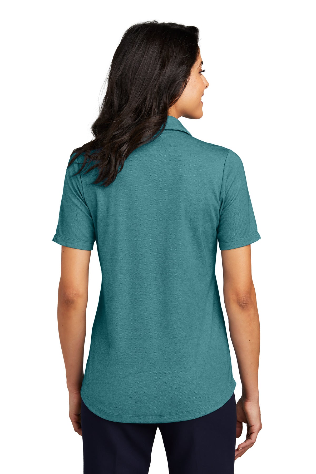 Custom Embroidered Port Authority Women's Fine Pique Blend Polo LK830,Dark Teal Heather